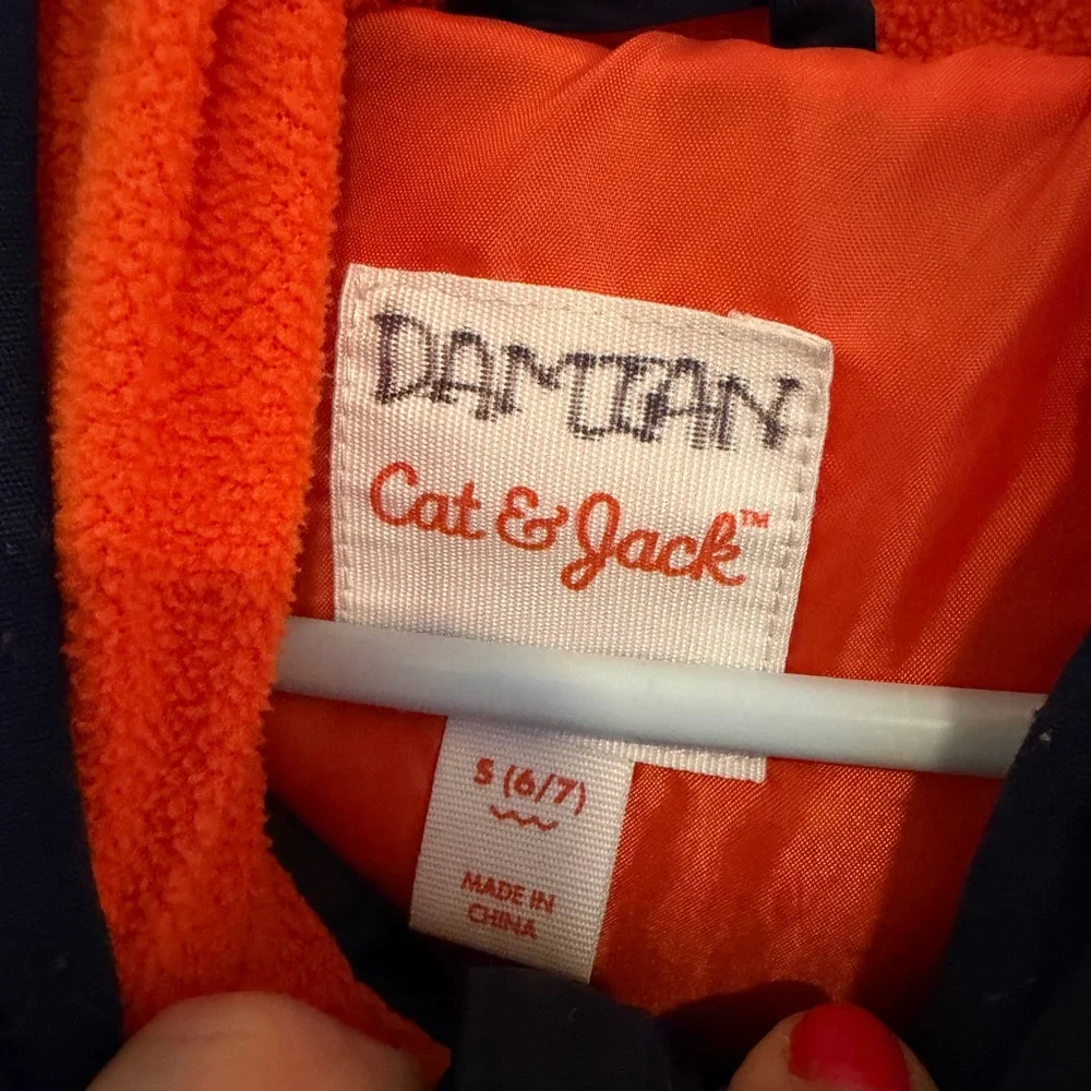 Cat & Jack Kid’s Dark Blue Puffer Jacket with Orange Lining